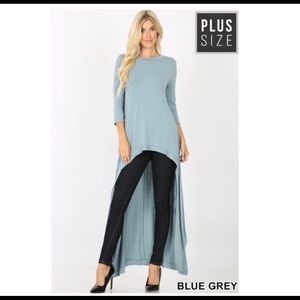 Zenana Blue High Low Top Plus Size